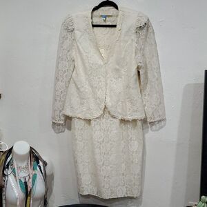 Vintage NWT Barbara Chodos for Michael Marcella 2 Piece Dress & Jacket in Cream
